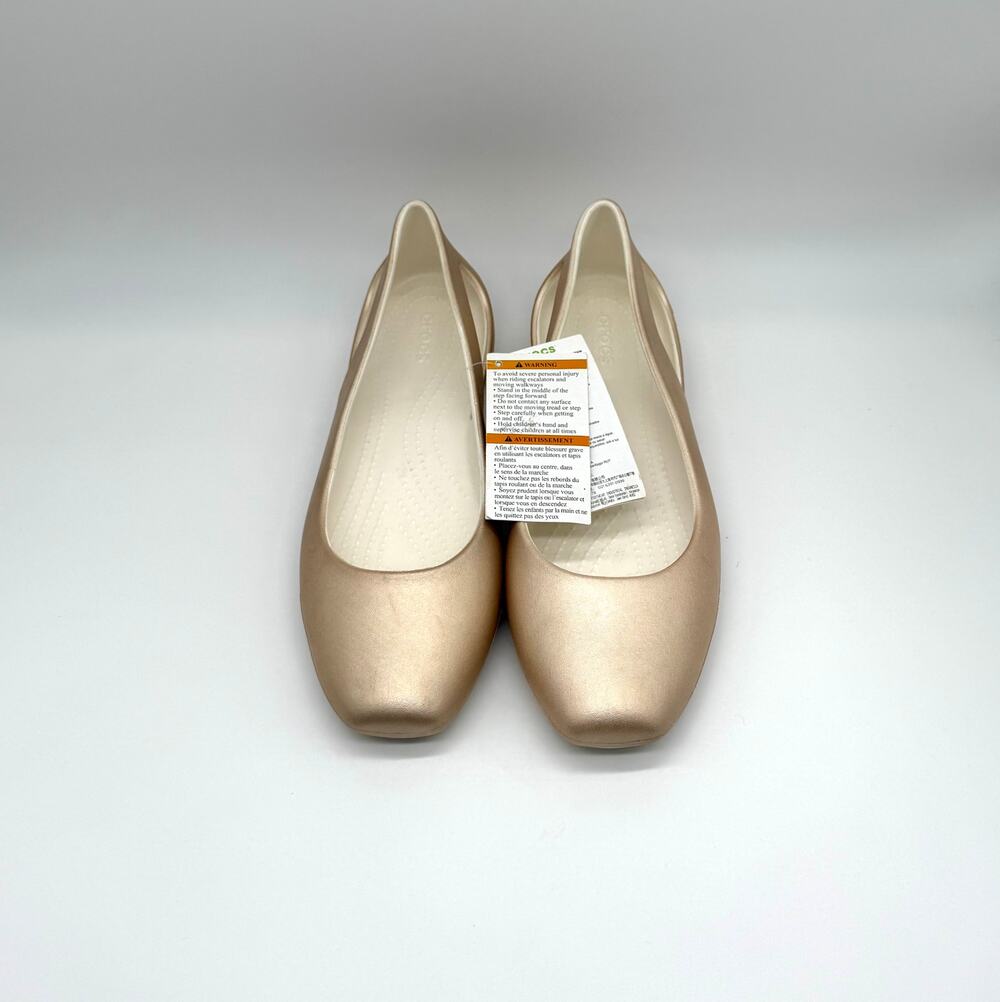Crocs Sienna Flat Womens Size 9 Gold Metallic Ballet Flats Slip On Shoes NWT